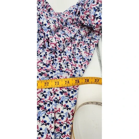 Aria Collection Nightgown Womens 3X Blue Pink Floral Long Sleeve Fleece Pockets - Picture 7 of 10